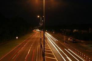 artificial lighting, effect, elevated, England, evening, grass, London, road, The United Kingdom