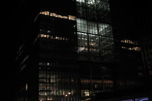 artificial lighting, atrium, building, building, England, eye level view, London, night, office, The United Kingdom, tower, winter