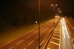 artificial lighting, effect, elevated, England, evening, grass, London, road, The United Kingdom