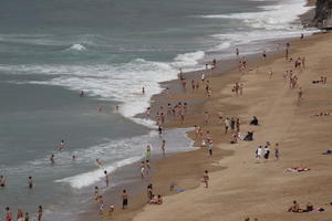 Aquitaine, beach, Biarritz, day, elevated, France, people, seascape, spring, sunbathing, sunlight, sunny, sunshine