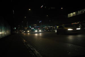 artificial lighting, Copenhagen , Denmark, eye level view, Kobenhavn, night, outdoor lighting, street