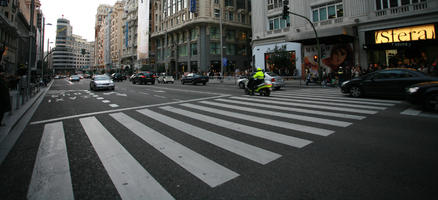 autumn, crossing, day, diffuse, diffused light, eye level view, Madrid, Madrid, Spain, street, urban