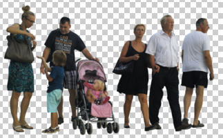 casual, cutout, cutout groups, cutout people, day, diffuse, diffused light, eye level view, family, group, people, standing, summer