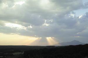 Andalucia, cloud, dusk, eye level view, San Pedro, sky, Spain, summer, sun glare, sunset, valley