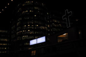 artificial lighting, building, building, England, eye level view, London, night, office, The United Kingdom, winter