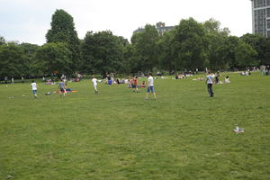 casual, children, day, England, eye level view, grass, group, lawn, London, natural light, park, people, picnicking, playing, sitting, spring, The United Kingdom