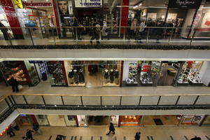 artificial lighting, elevated, indoor lighting, interior, Krakow, Malopolskie, Poland, shop, shopfronts, shopping centre