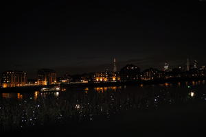 artificial lighting, city, city, city lights, cityscape, dark, England, eye level view, London, night, sky, The United Kingdom, winter