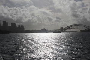 Australia, bridge, dusk, eye level view, New South Wales, seascape, summer, Sydney