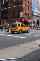 day, eye level view, group, Manhattan, New York, people, street, sunny, taxi, The United States