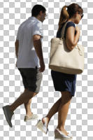 caucasian, couple, cutout, cutout couples, cutout people, day, eye level view, people, side, summer, sunny, walking