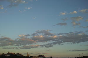 autumn, cloud, Cumulus, dusk, dusk, evening, eye level view, natural light, open space, sky