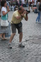 asian, Belgium, Brussels, day, eye level view, man, overcast, people, photographer, street, summer