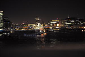 autumn, city, cityscape, elevated, England, evening, London, night, river, ship, The United Kingdom