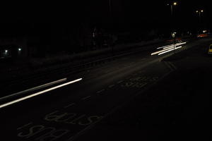 artificial lighting, car lights, city lights, elevated, England, evening, London, night, outdoor lighting, road, The United Kingdom, urban, winter