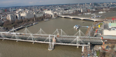 aerial view, bridge, city, day, England, London, river, spring, sunny, The United Kingdom, urban