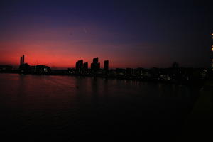 cityscape, clear, dusk, elevated, England, evening, eye level view, London, river, river thames, silhouette, sunset, The United Kingdom, twilight, winter