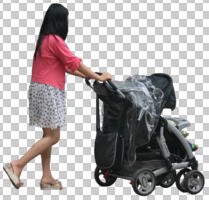 casual, cutout, cutout people, cutout women, day, diffuse, diffused light, eye level view, female, mother and child, side, summer, walking, woman