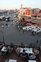 autumn, cafe, dusk, elevated, group, Marrakech, Marrakesh, Morocco, people, sitting, square