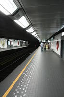 artificial lighting, Belgium, Brussels, eye level view, interior, light, platform, station, summer