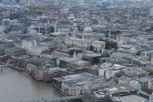 aerial view, city, day, diffuse, diffused light, England, London, overcast, St Paul