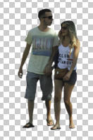 casual, caucasian, cutout, cutout couples, cutout people, day, eye level view, front, people, summer, walking