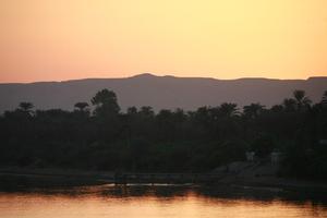 dusk, East Timor, Egypt, Egypt, eye level view, palm, river, river Nile, silhouette, tree, vegetation