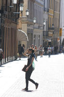 bright, casual, day, eye level view, group, Italia , Padova, people, side, street, summer, sunny, Veneto, walking, woman