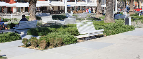 bench, bush, Croatia, day, eye level view, shrub, Splitsko-Dalmatinska, summer, sunny