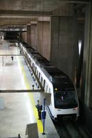 artificial lighting, elevated, Madrid, platform, Spain, station, train