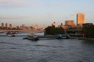 bridge, cityscape, dusk, elevated, England, London, quay, river, The United Kingdom