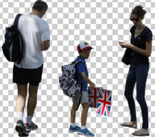 ambient light, casual, caucasian, child, cutout, cutout groups, cutout people, day, eye level view, family, group, walking